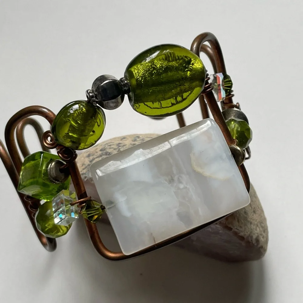 Copper Wire Work Beaded Bracelet